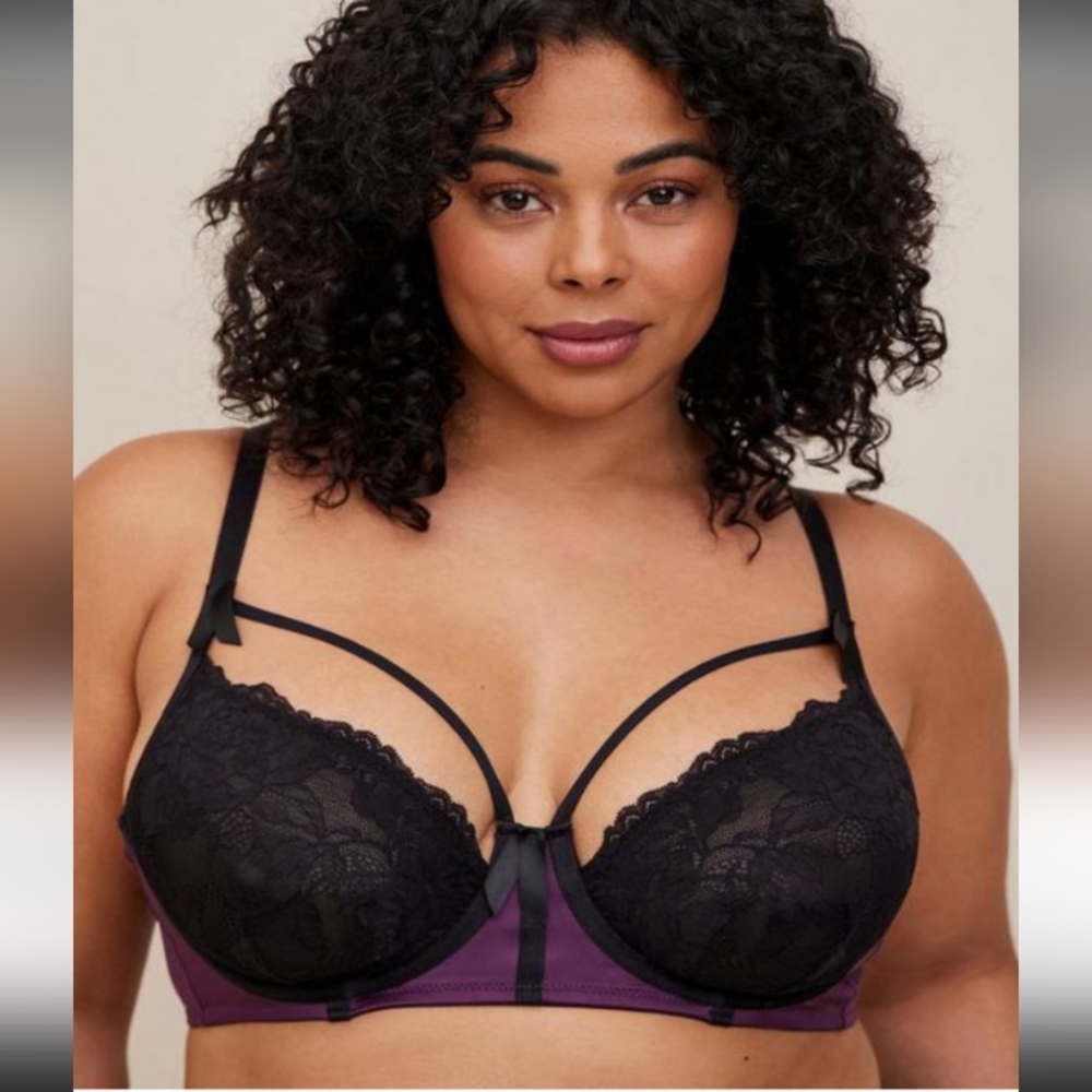 New Torrid 3X Satin And Lace Retro Underwire Bra- Potent Purple 3X(22/24…